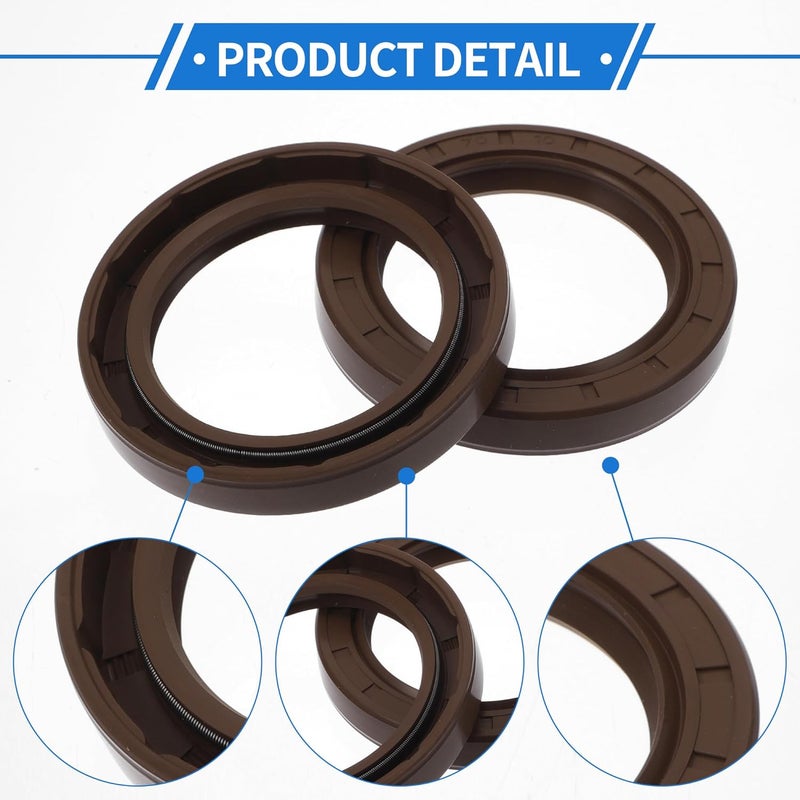 VekAuto Universal Oil Seal TC Double Lip W Steel Spring Seal Ring Rotary Shaft Seal 50x70x10mm High Pressure FKM Rubber Brown 2 Pcs - Image 5